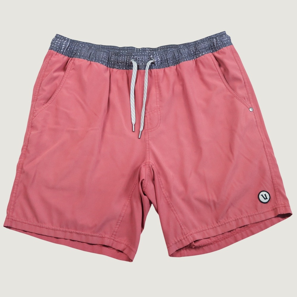 Vuori Kore Shorts Mens XL Salmon Pink Hybrid Performance Elastic Waist Lined 7"